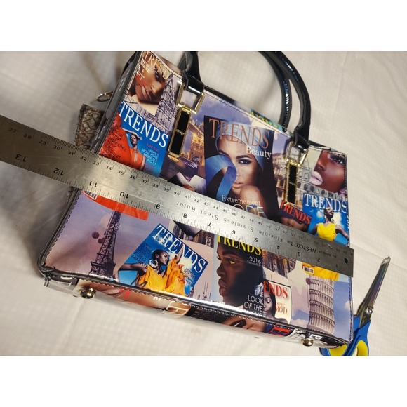 Vtg Trends Handbag Satchel Glossy Fashion Magazine Print Handbag Funky Artsy - Picture 14 of 15